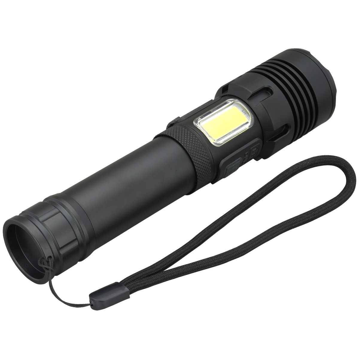 Rechargeable 15W P50/COB Flashlight - FL212 Black