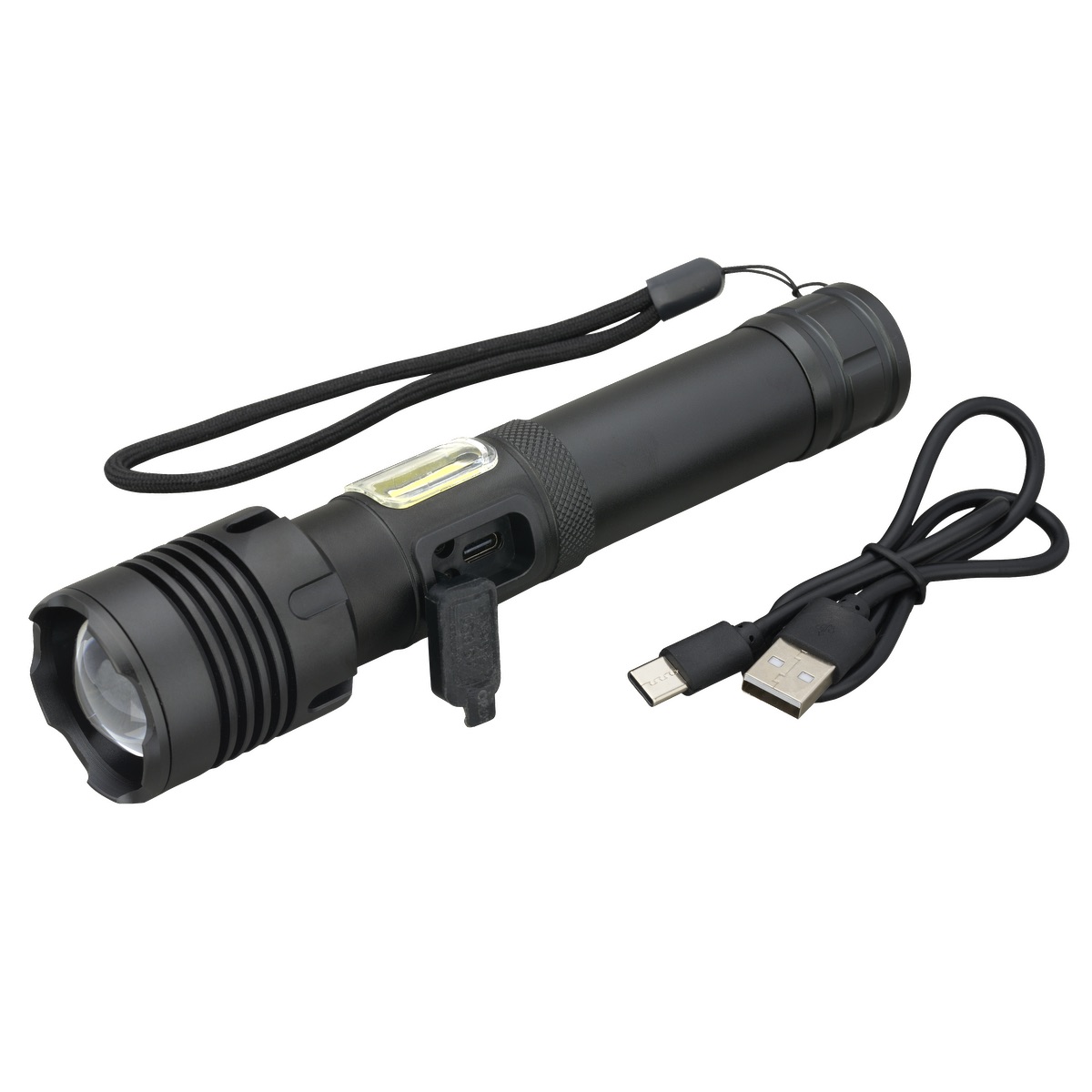 Rechargeable 15W P50/COB Flashlight - FL212 Black