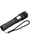 Rechargeable 15W P50/COB Flashlight - FL212 Black