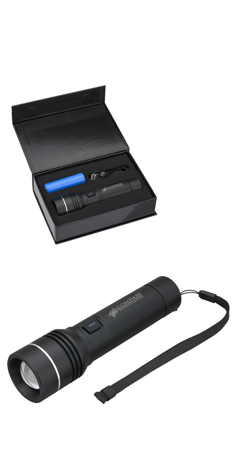 Rechargeable 20W White Laser LED Flashlight - FL214 Black
