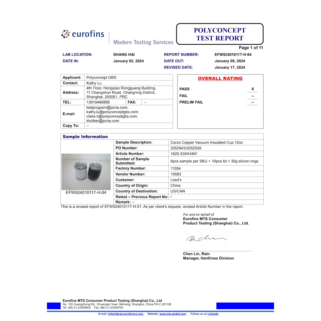 Corzo Tasse isolée sous vide en cuivre 12oz - 1625-53 Black