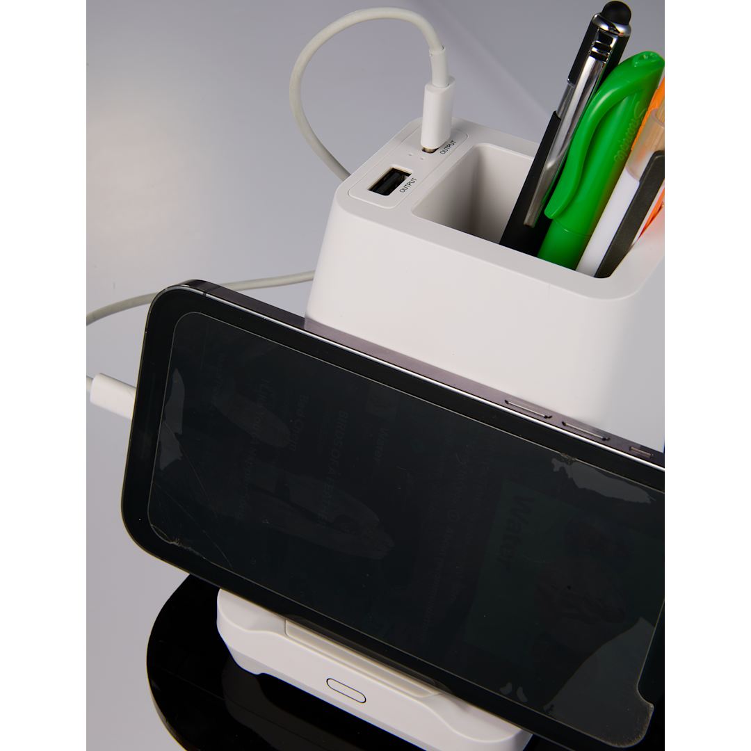 Desk Mate Organizer with Bluetooth Speaker and Hub - SM-2955 White