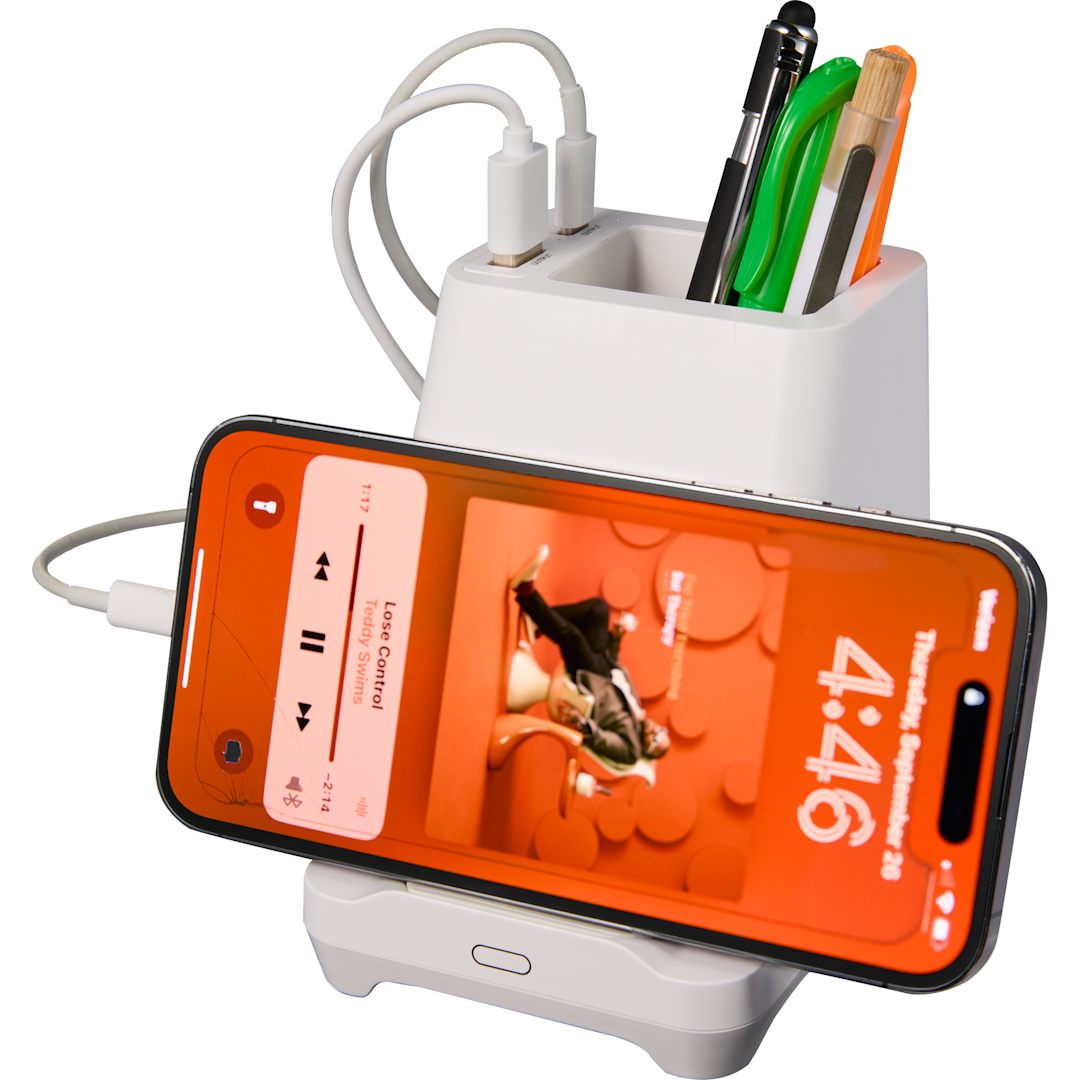 Desk Mate Organizer with Bluetooth Speaker and Hub - SM-2955 White