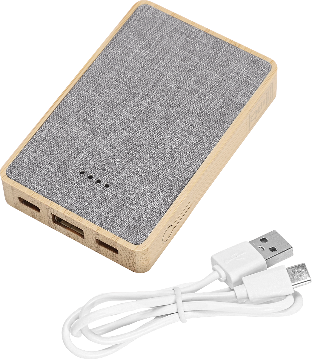 Dual Port Bamboo/rPET Powerbank 5,000mAh - EL226 Bamboo