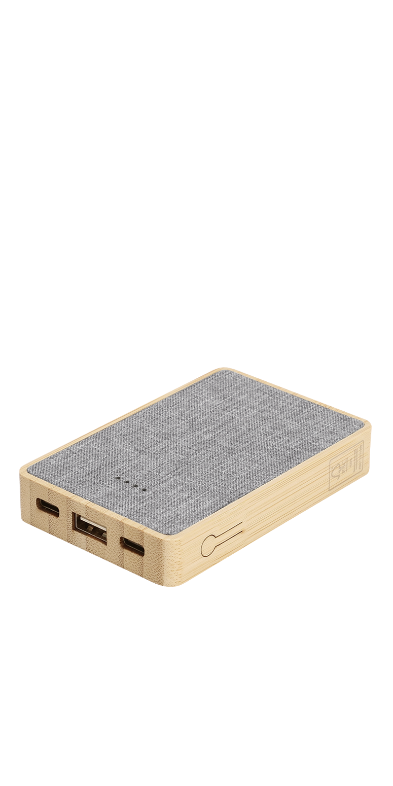 Dual Port Bamboo/rPET Powerbank 5,000mAh - EL226 Bamboo