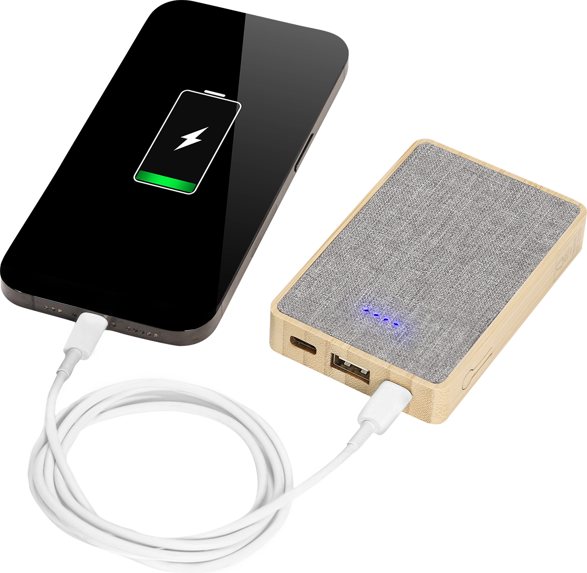 Dual Port Bamboo/rPET Powerbank 5,000mAh - EL226 Bamboo