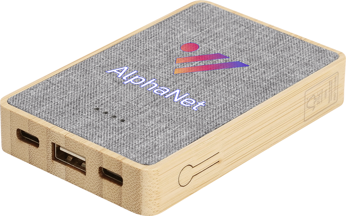 Dual Port Bamboo/rPET Powerbank 5,000mAh - EL226 Bamboo