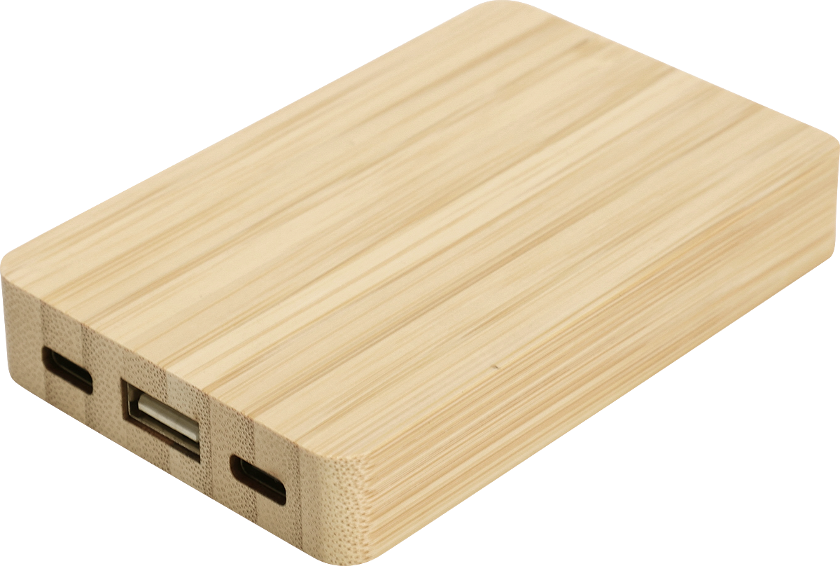 Dual Port Bamboo/rPET Powerbank 5,000mAh - EL226 Bamboo