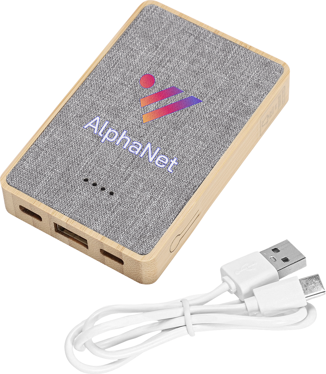 Dual Port Bamboo/rPET Powerbank 5,000mAh - EL226 Bamboo