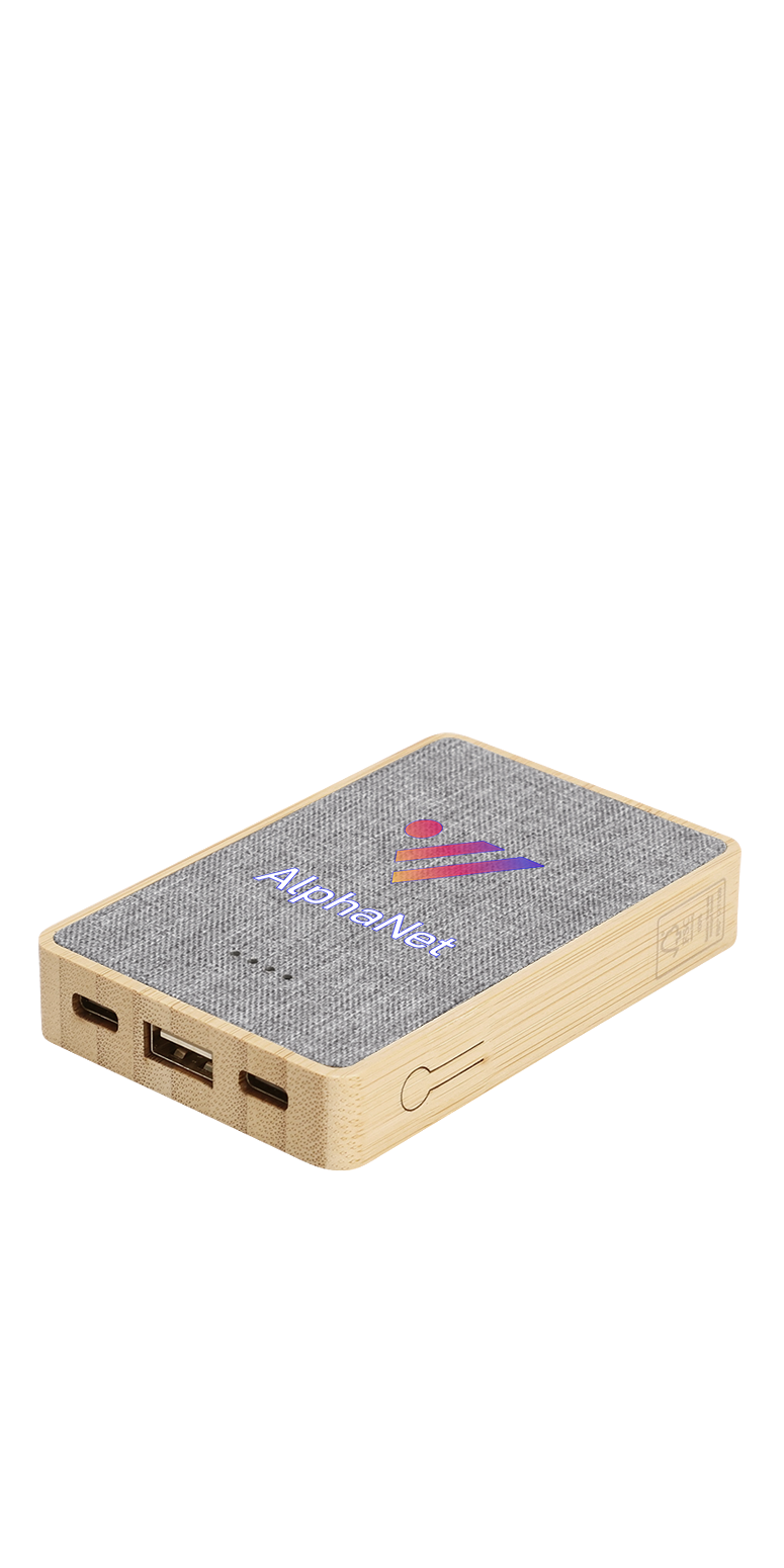 Dual Port Bamboo/rPET Powerbank 5,000mAh - EL226 Bamboo