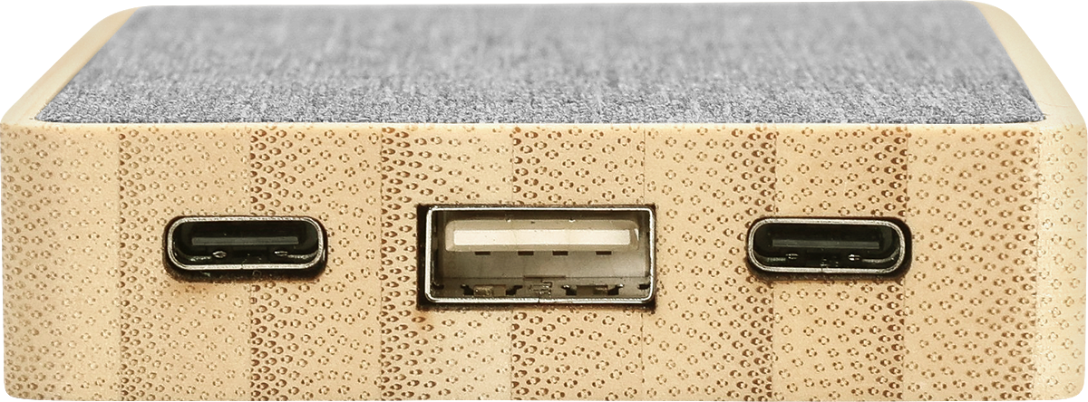 Dual Port Bamboo/rPET Powerbank 5,000mAh - EL226 Bamboo