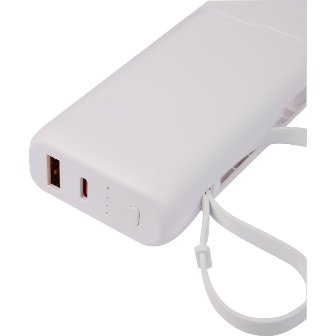 UL Listed 10,000 mAh 20W PD Power Bank with AC Plu - 7122-14 White