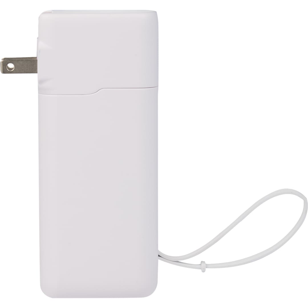 UL Listed 10,000 mAh 20W PD Power Bank with AC Plu - 7122-14 White