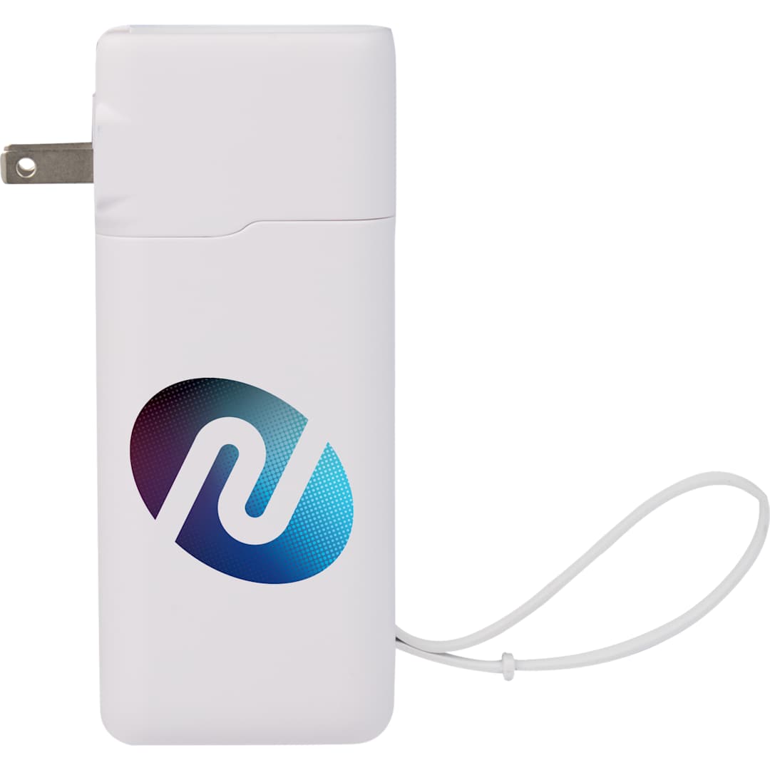UL Listed 10,000 mAh 20W PD Power Bank with AC Plu - 7122-14 White