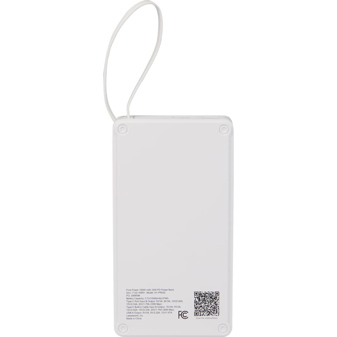 Pure Power 10,000 mAh 35W PD Power Bank - 7122-16 White