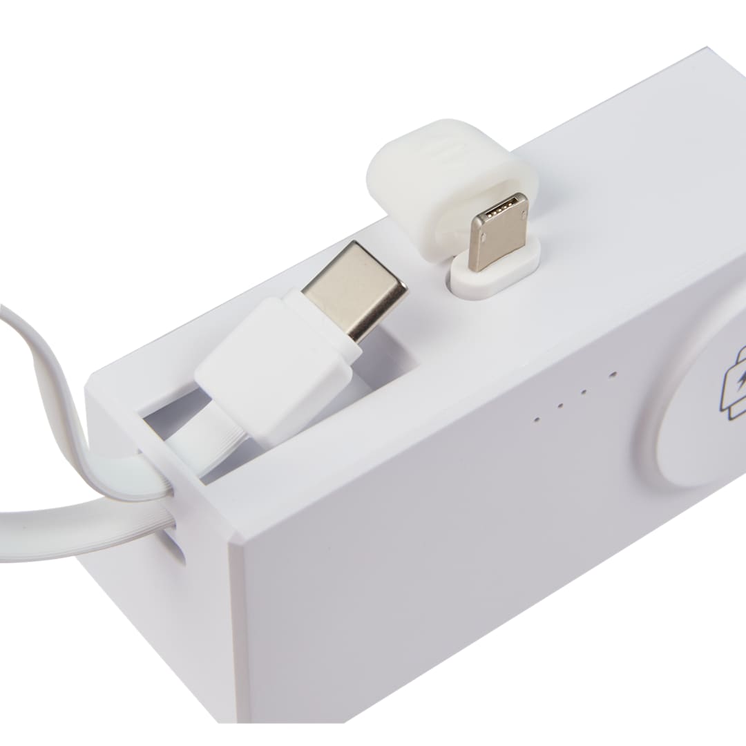 Hue Plus 5000 mAh Power Bank with Watch Charger - 7122-19 White