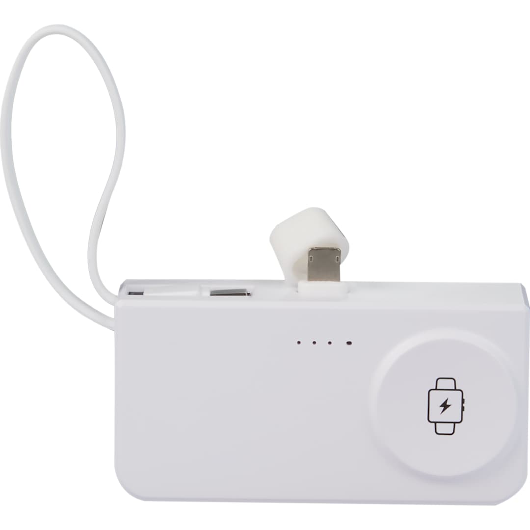 Hue Plus 5000 mAh Power Bank with Watch Charger - 7122-19 White