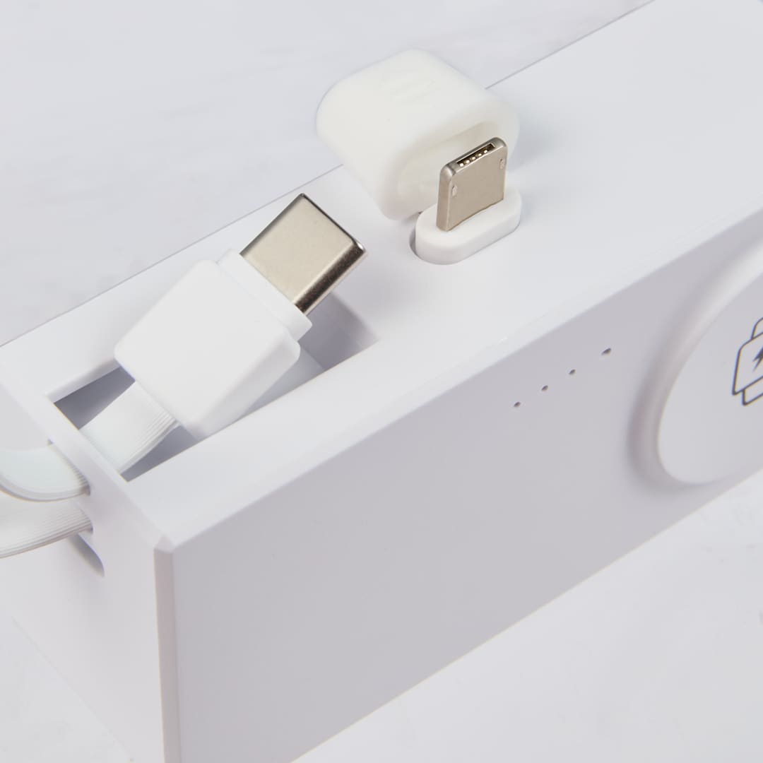 Hue Plus 5000 mAh Power Bank with Watch Charger - 7122-19 White