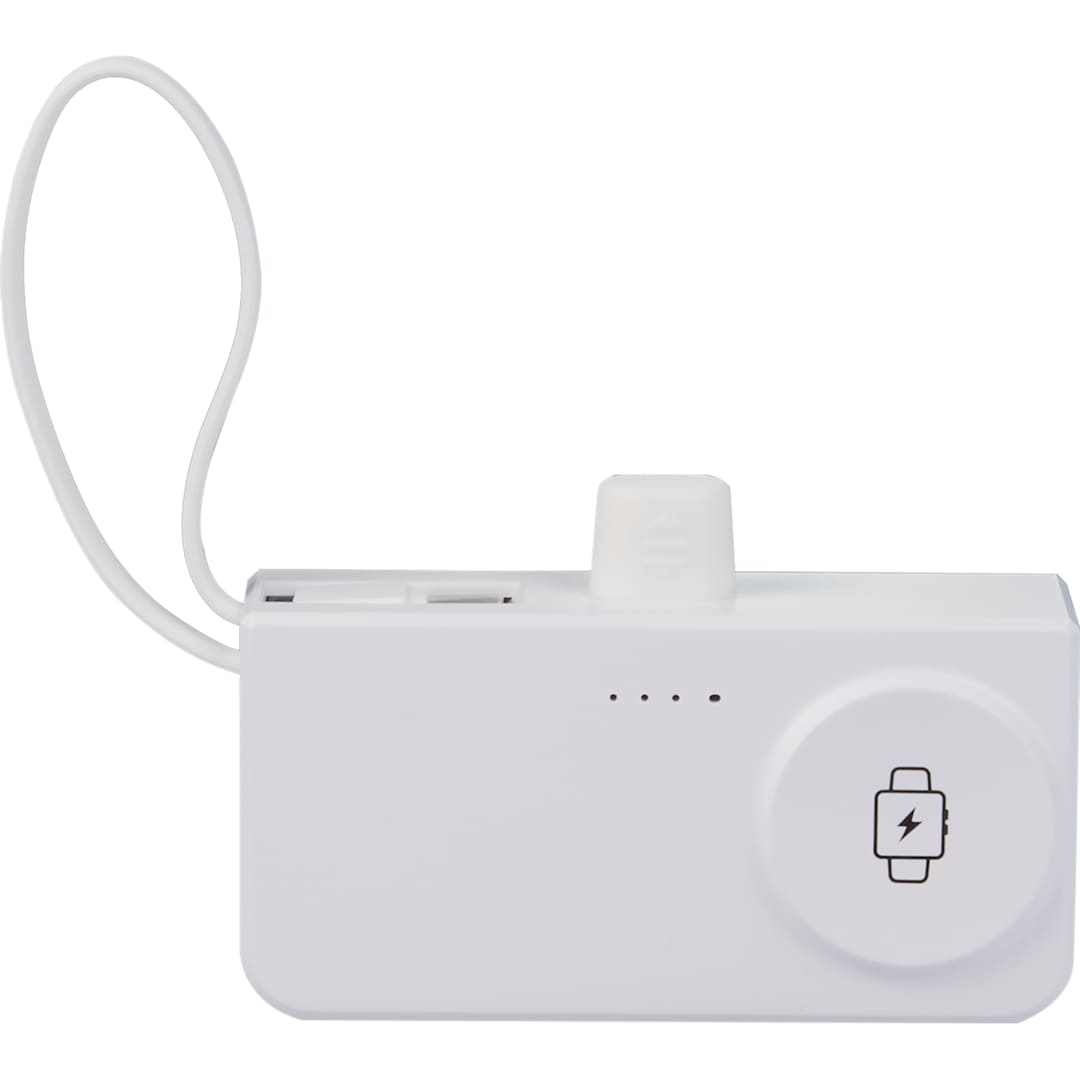 Hue Plus 5000 mAh Power Bank with Watch Charger - 7122-19 White