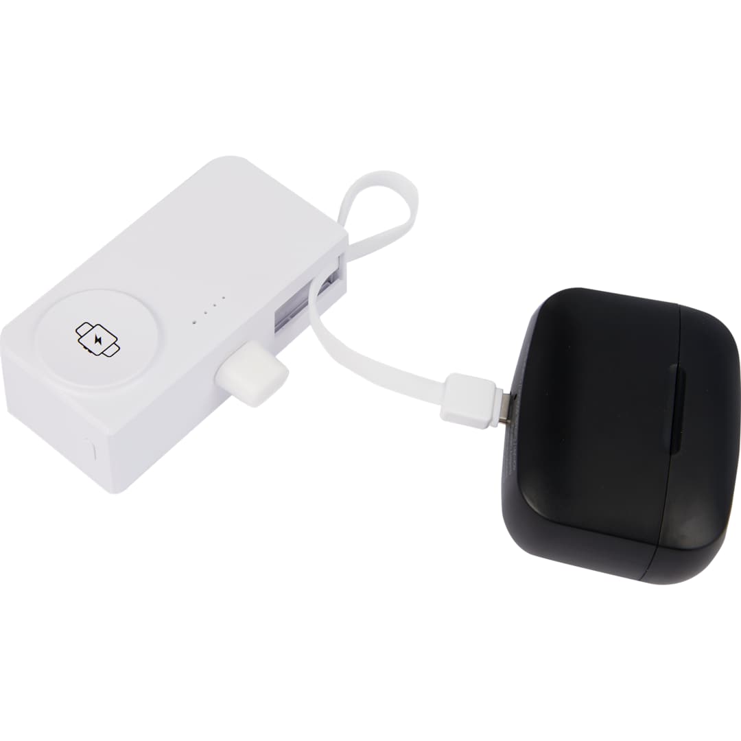 Hue Plus 5000 mAh Power Bank with Watch Charger - 7122-19 White