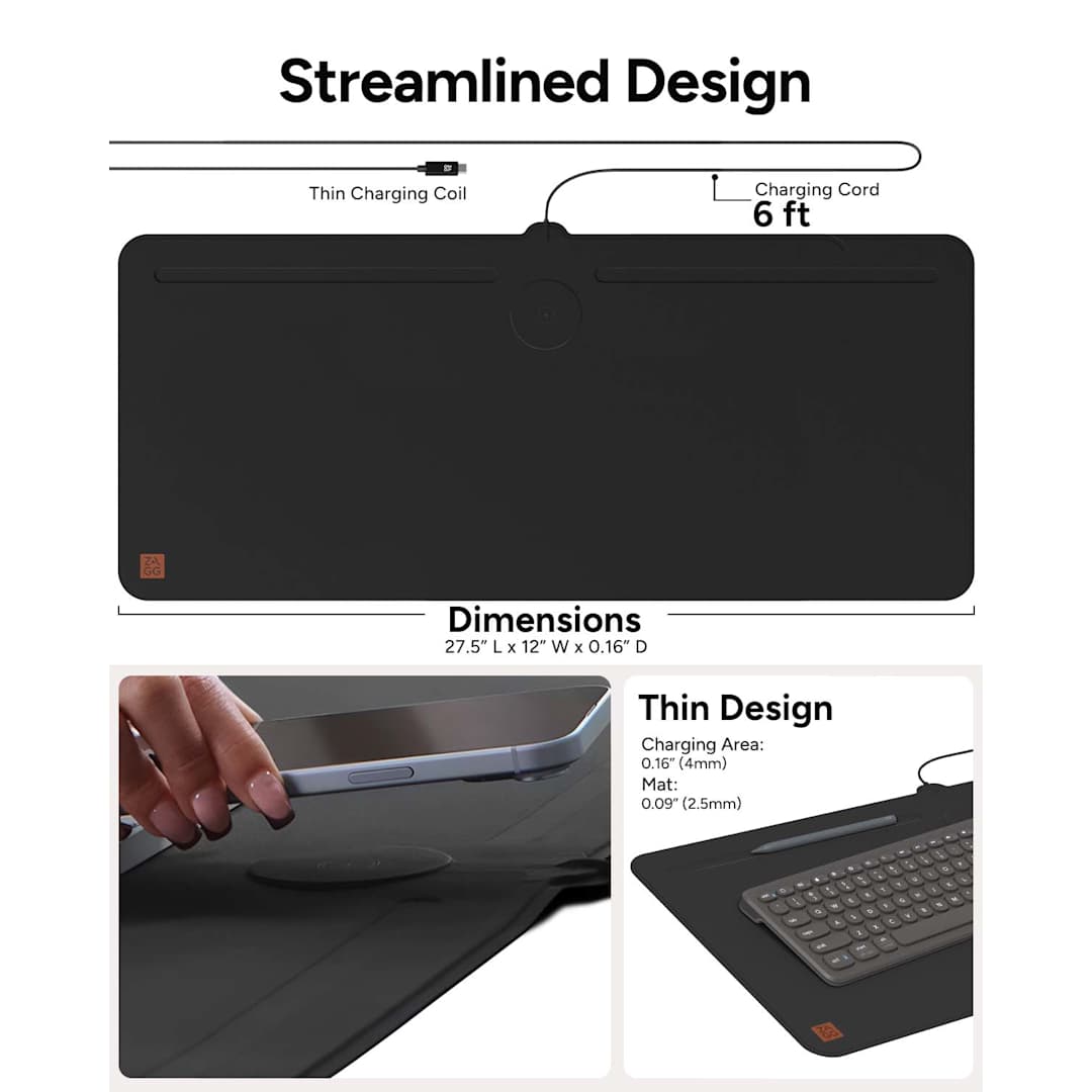 ZAGG Zagg Desk Mat with Wireless Charging - 7142-68 Black