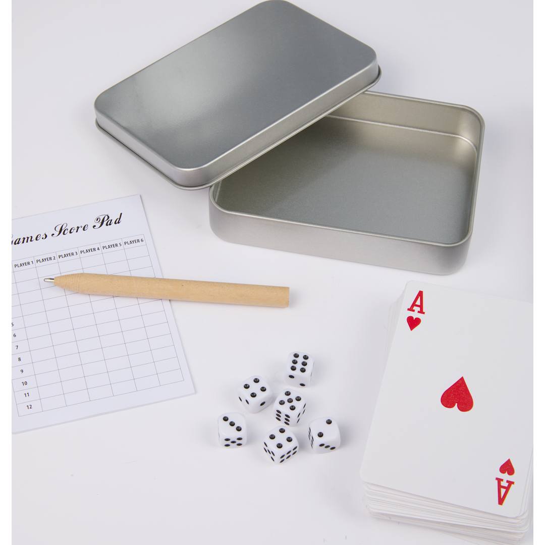 Playing Cards &amp; Dice Game Set - SM-4052 Silver