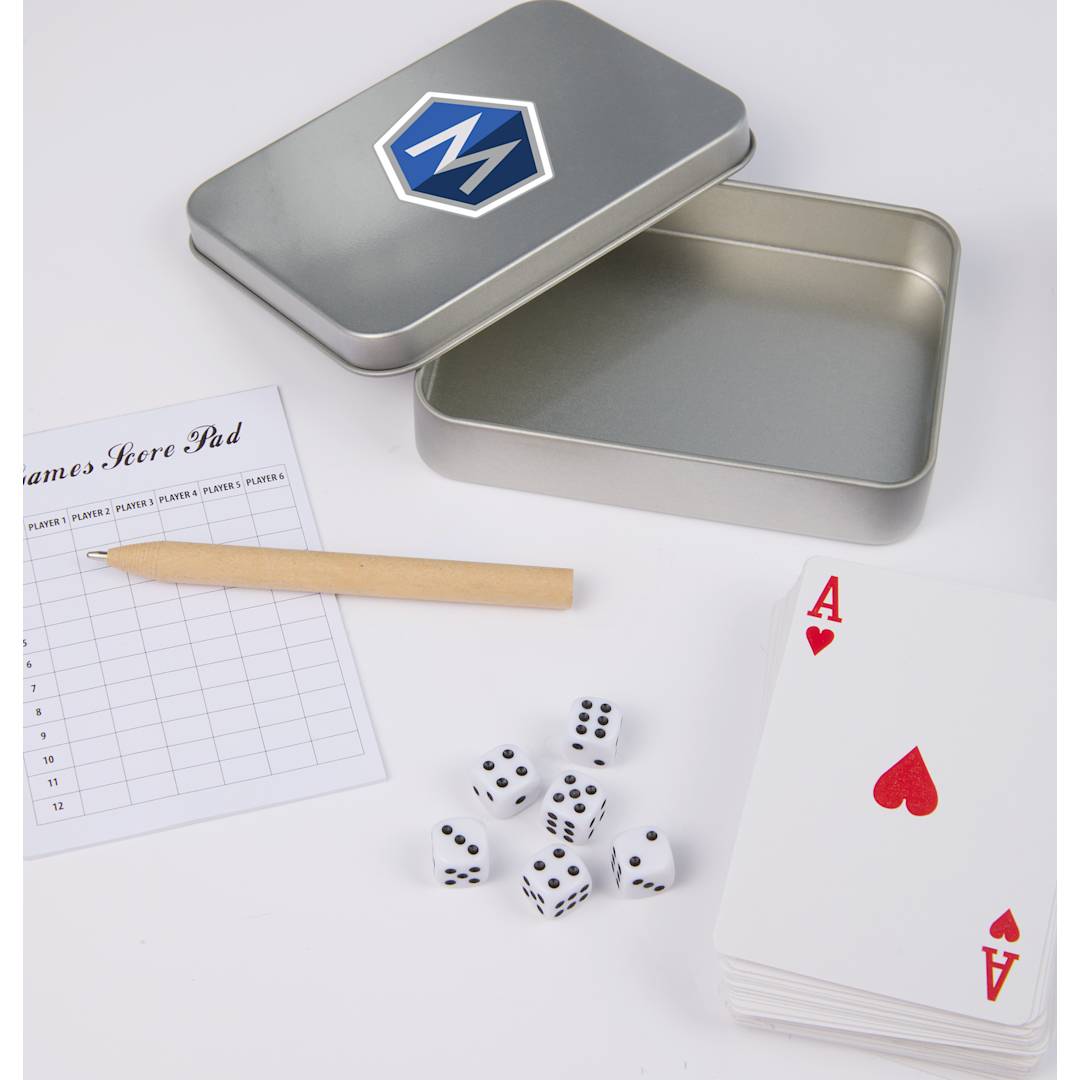 Playing Cards &amp; Dice Game Set - SM-4052 Silver