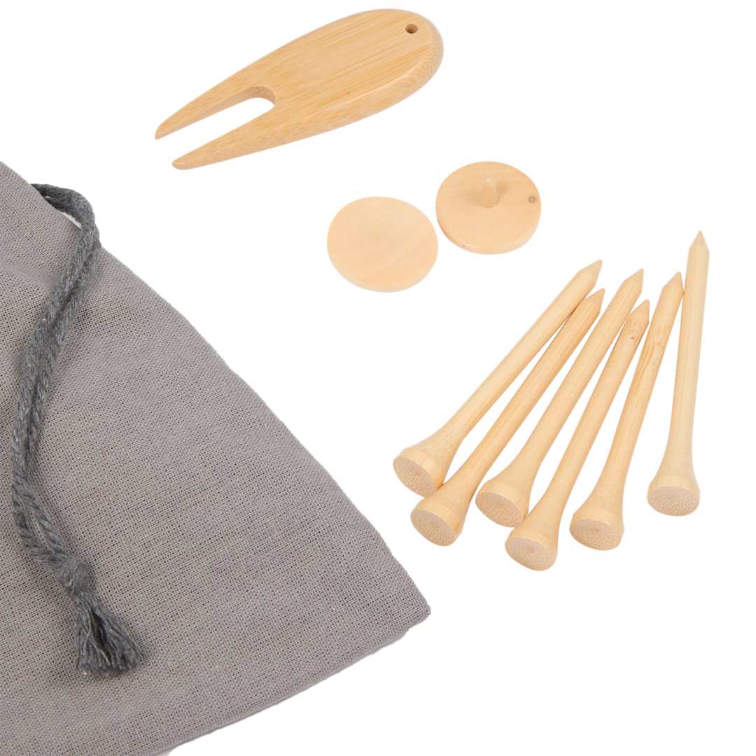 Bamboo Golf Tee Set with Recycled Pouch - 1401-44 Gray