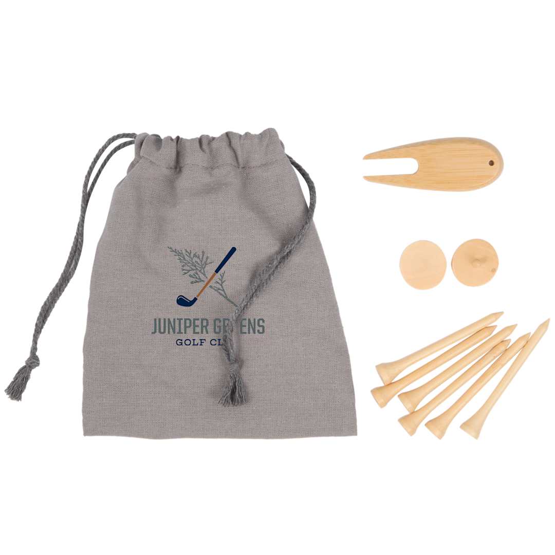 Bamboo Golf Tee Set with Recycled Pouch - 1401-44 Gray