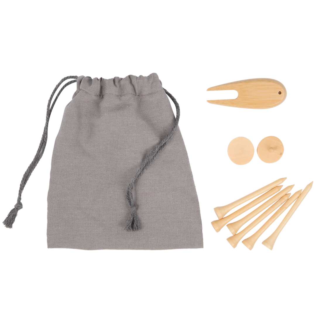 Bamboo Golf Tee Set with Recycled Pouch - 1401-44 Gray