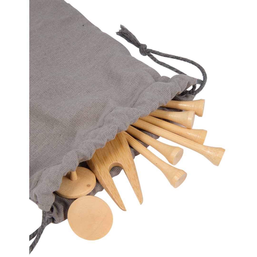 Bamboo Golf Tee Set with Recycled Pouch - 1401-44 Gray