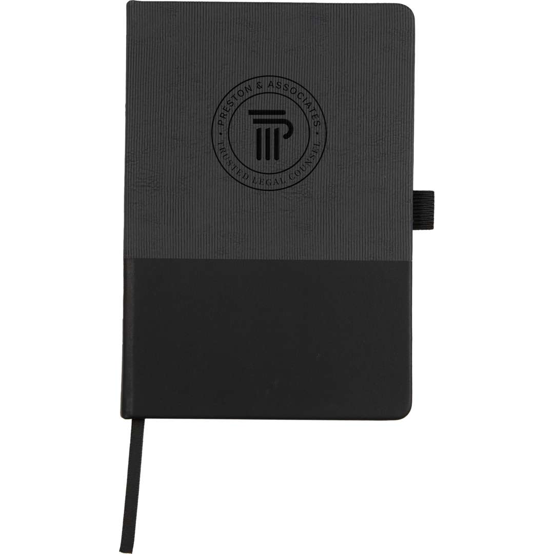 5.5" x 8.5" FSC® Recycled Ribbed Bound Journal - 2900-55 Black