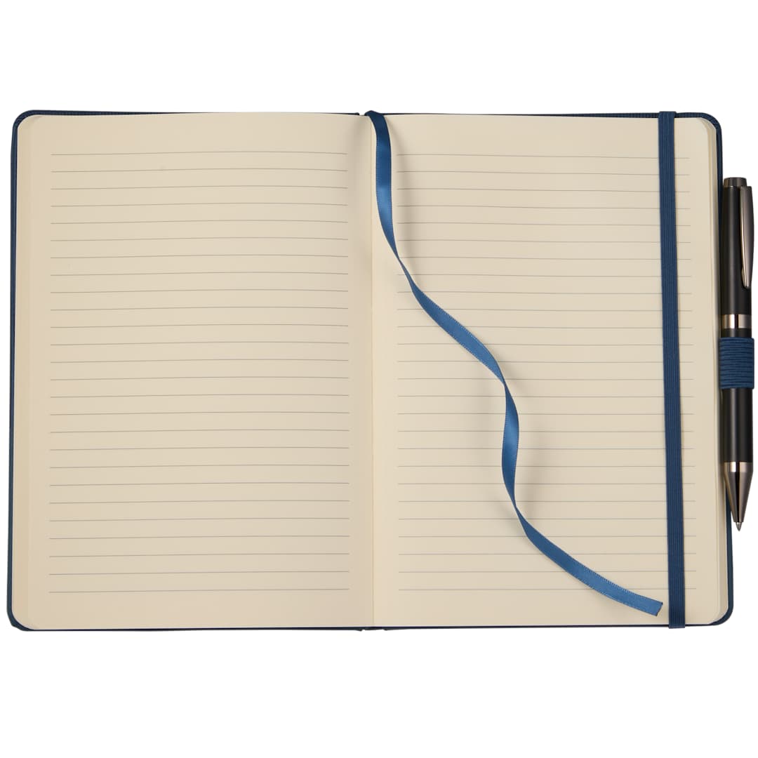 5.5" x 8.5" FSC® Recycled Ribbed Bound Journal - 2900-55 Blue