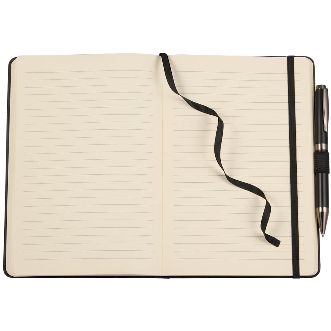 5.5" x 8.5" FSC® Recycled Ribbed Bound Journal - 2900-55 Black