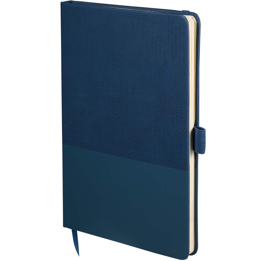 5.5" x 8.5" FSC® Recycled Ribbed Bound Journal - 2900-55 Blue