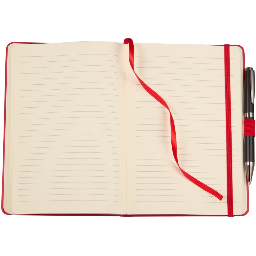 5.5" x 8.5" FSC® Recycled Ribbed Bound Journal - 2900-55 Red