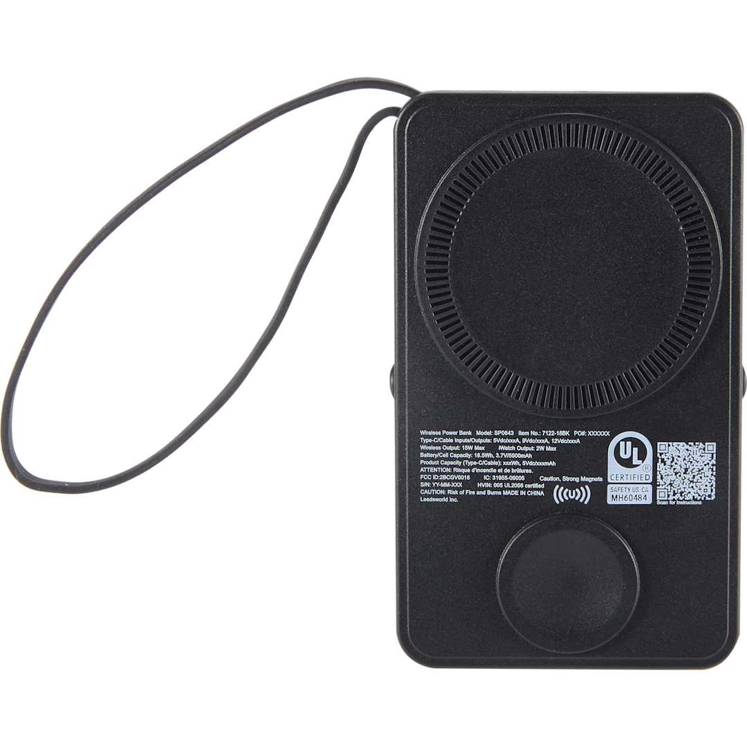 UL Listed MagClick™ Power Bank and Watch Charger - 7122-18 Black