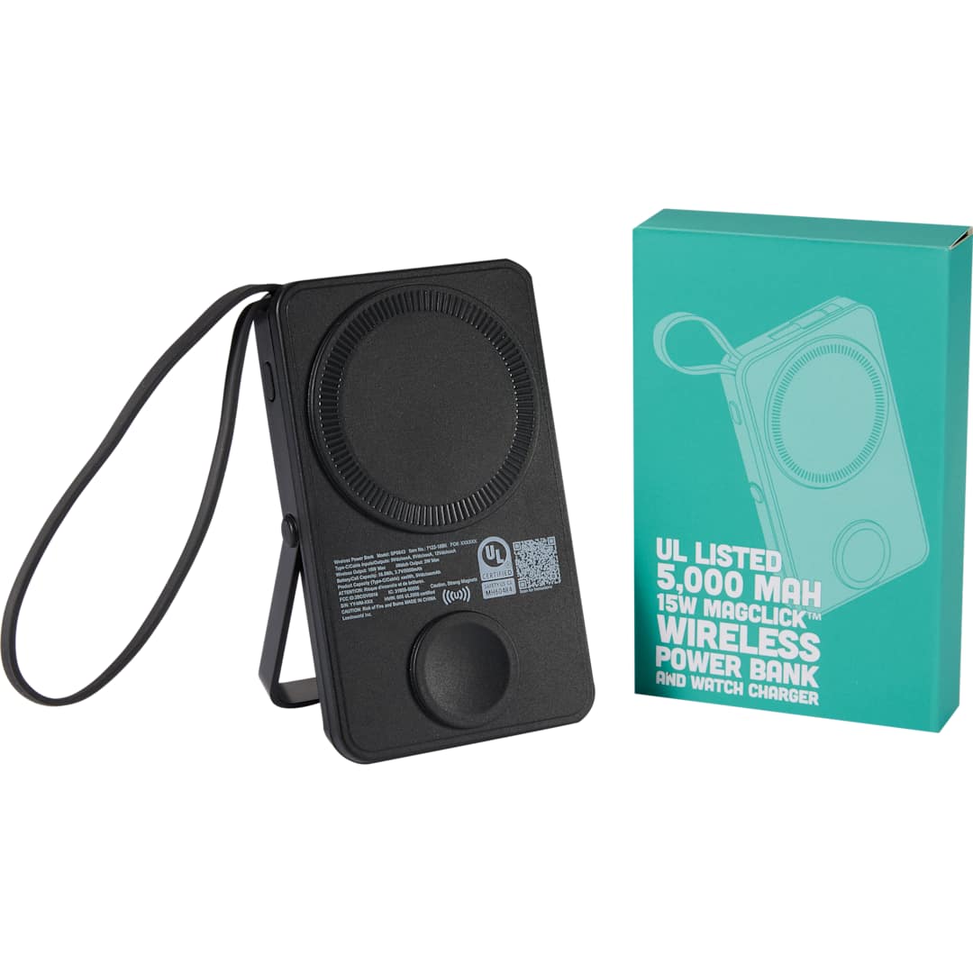 UL Listed MagClick™ Power Bank and Watch Charger - 7122-18 Black