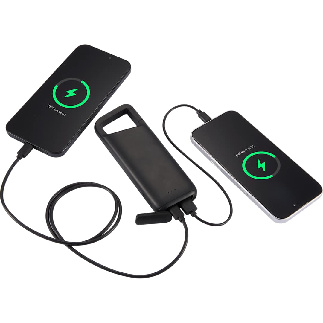 Clip Clap Water Resistant 5000 mAh Power Bank - 7122-22 Black