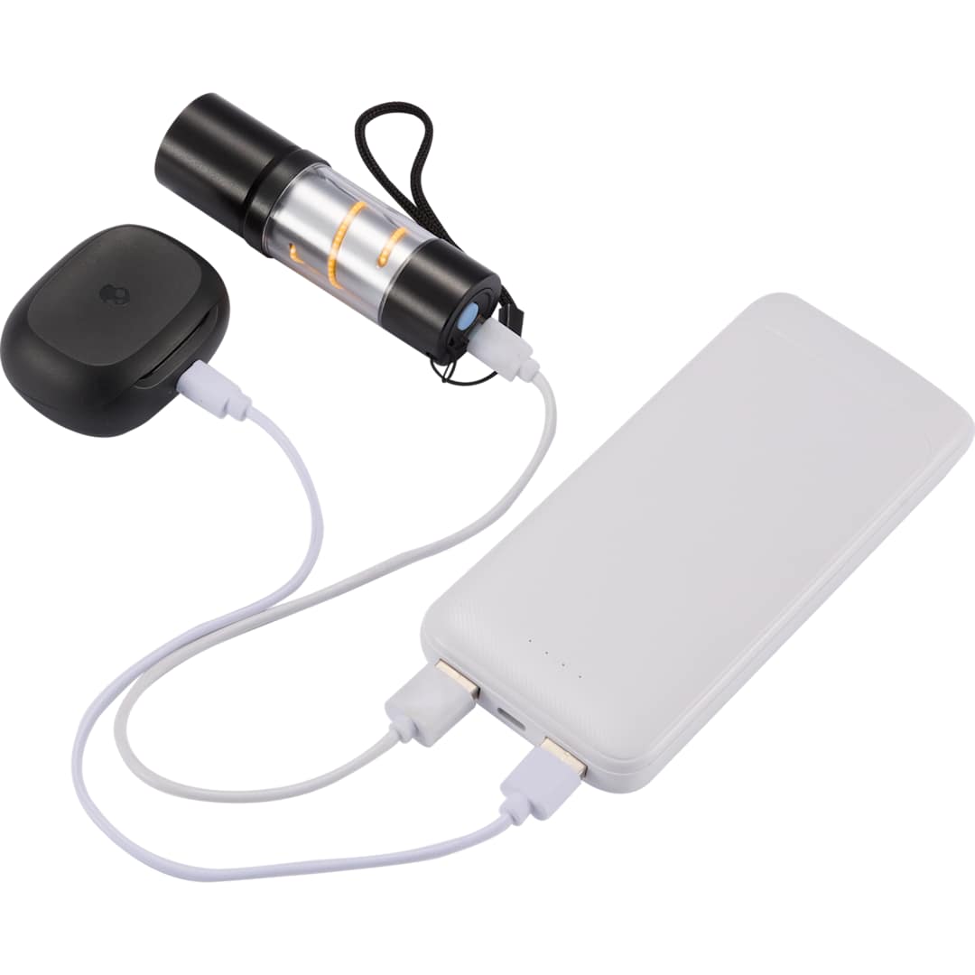 Pwr Pal 10000 mAh Power Bank with Integrated Cable - 7122-27 White