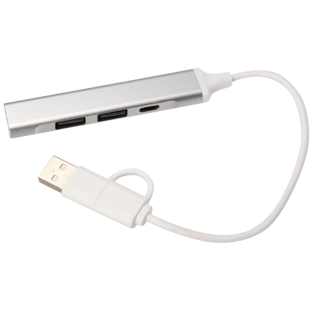 Aluminum 4-Port USB-A and C Hub - 7143-76 Silver