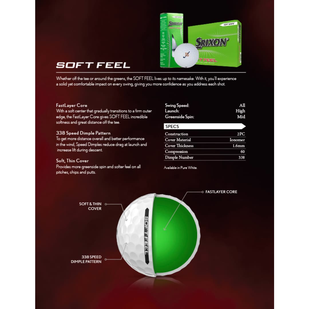 SRIXON Srixon Soft Feel Golf Balls - 3 Pack - 9902-04 White