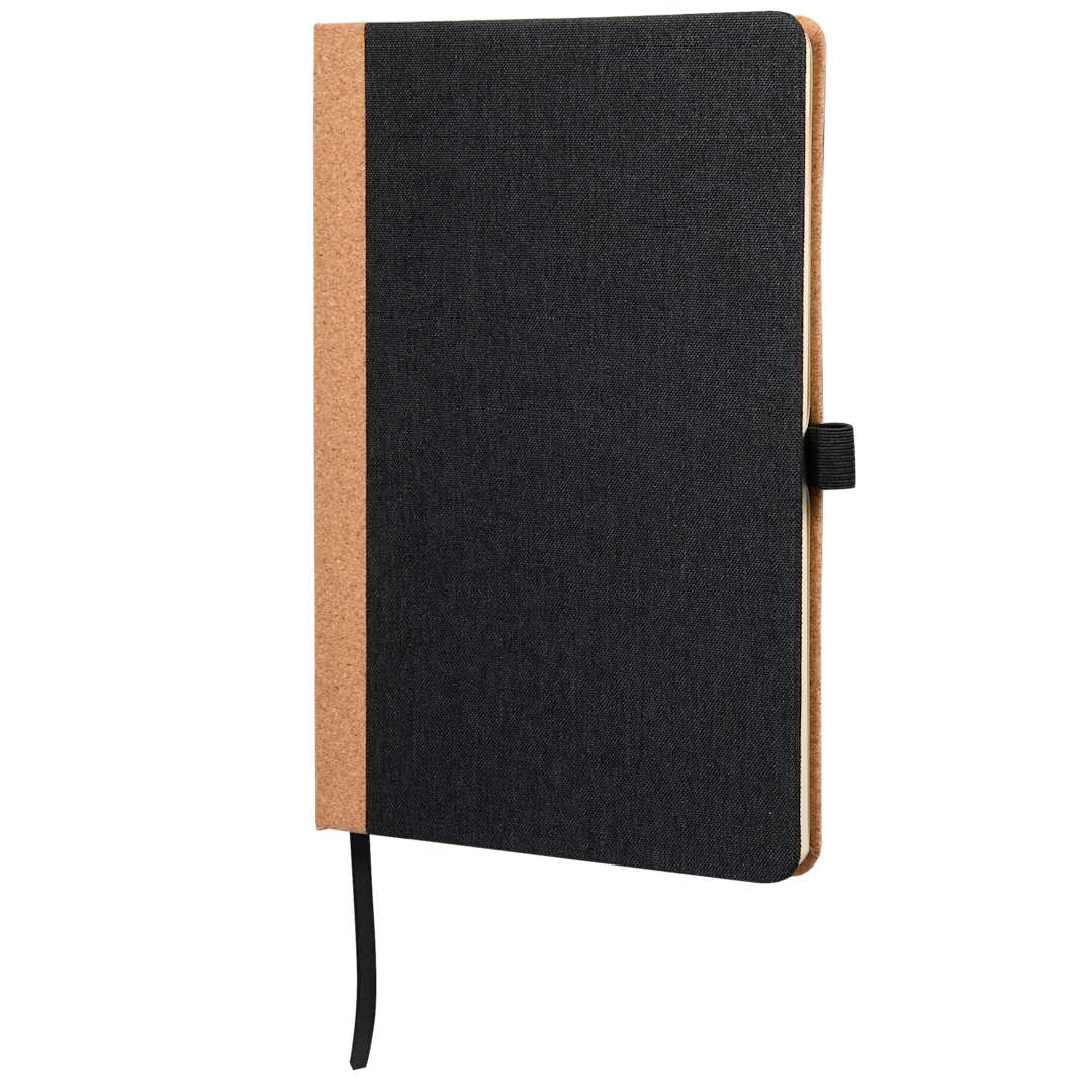5.5&quot; x 8.5&quot; Recycled PET and Cork Bound Journal - SM-5313 Black