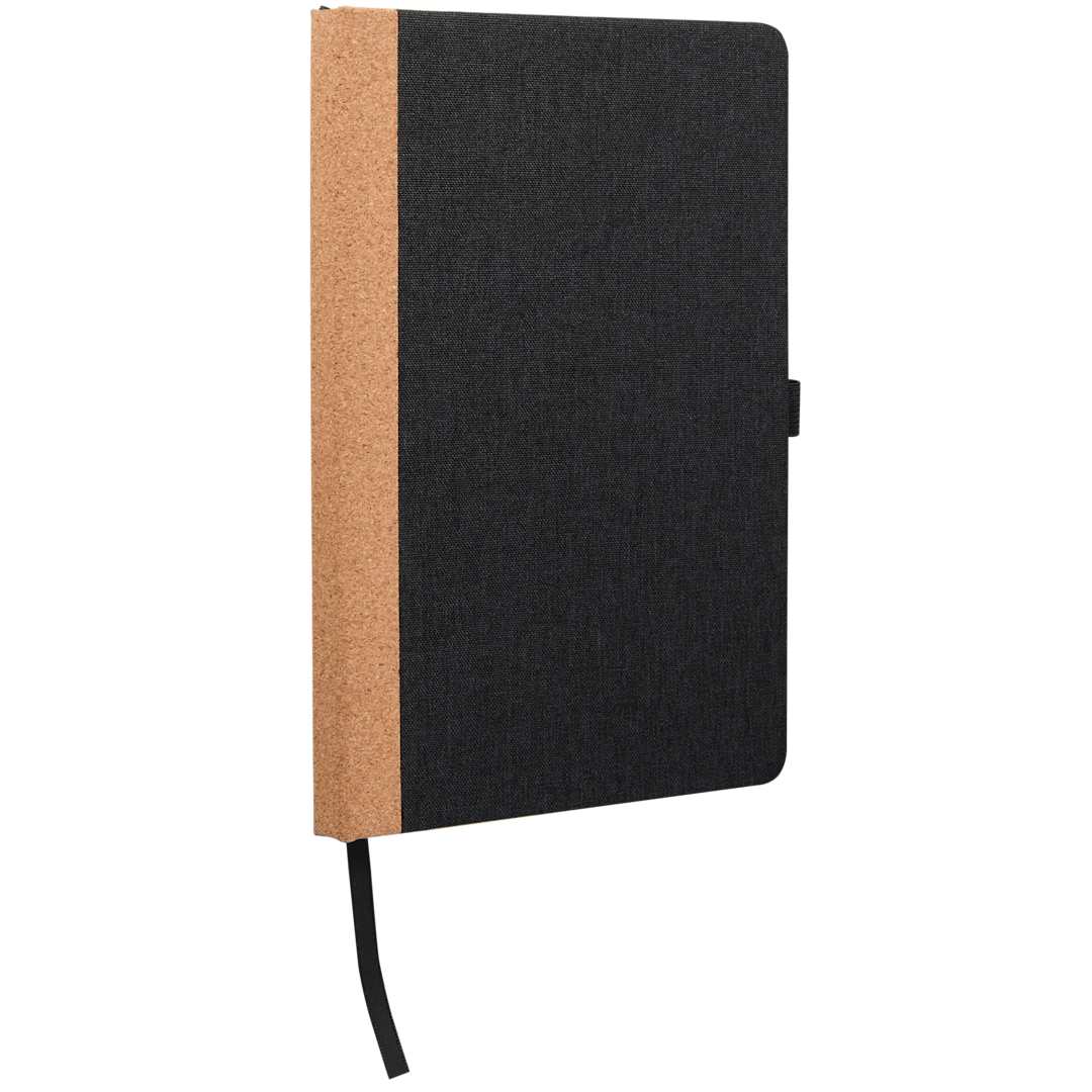 5.5&quot; x 8.5&quot; Recycled PET and Cork Bound Journal - SM-5313 Black