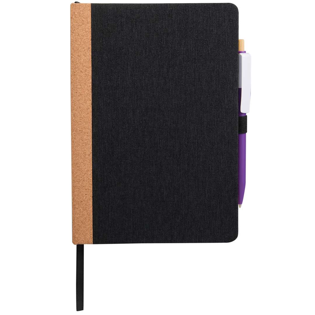 5.5&quot; x 8.5&quot; Recycled PET and Cork Bound Journal - SM-5313 Black