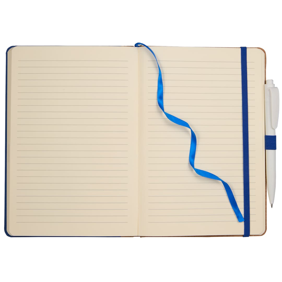 5.5&quot; x 8.5&quot; Recycled PET and Cork Bound Journal - SM-5313 Blue