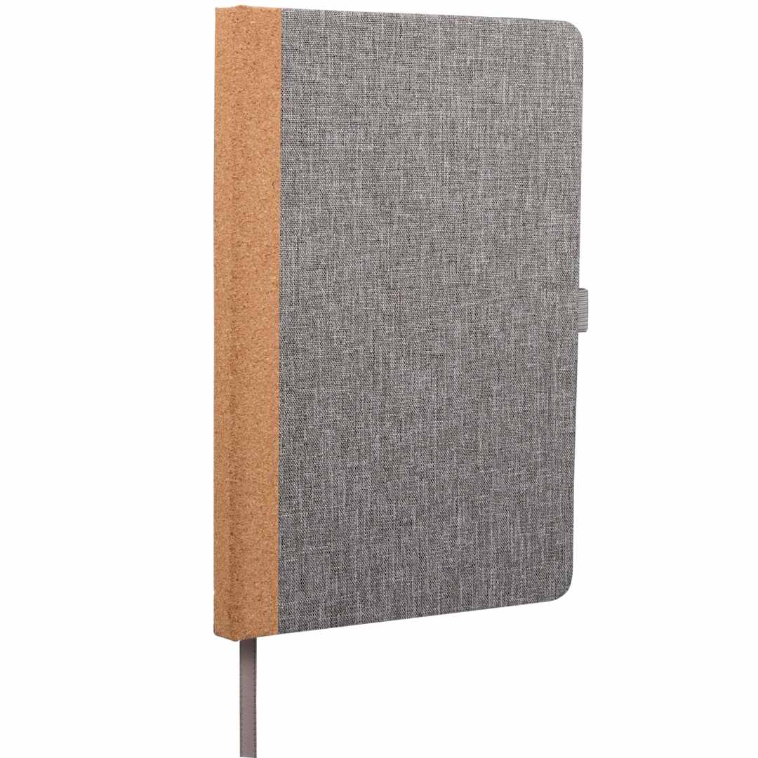 5.5&quot; x 8.5&quot; Recycled PET and Cork Bound Journal - SM-5313 Gray