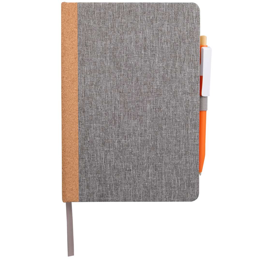 5.5&quot; x 8.5&quot; Recycled PET and Cork Bound Journal - SM-5313 Gray