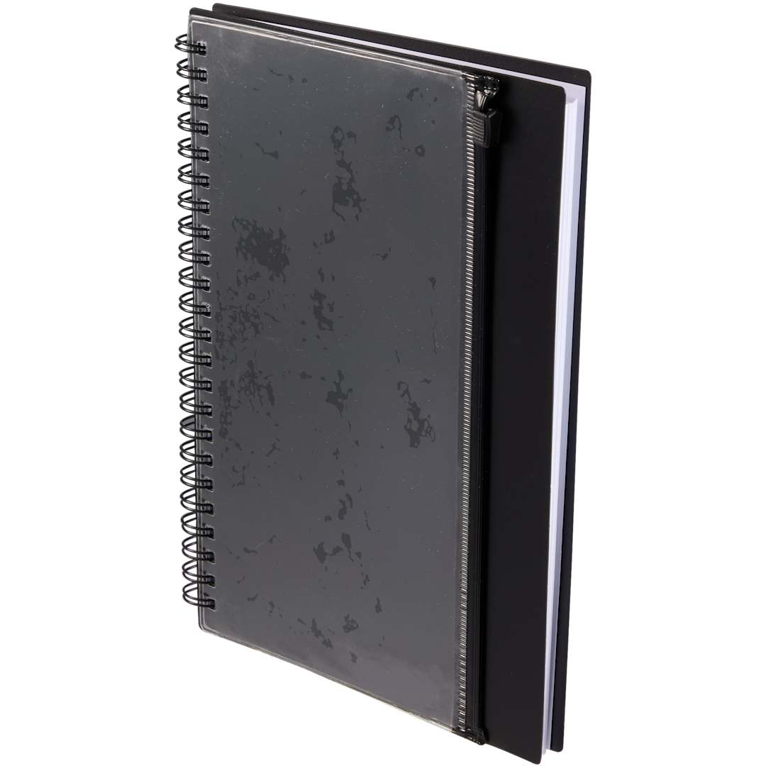 5.5&quot; x 8.5&quot; Spiral Notebook with Clear Pocket - SM-5318 Black