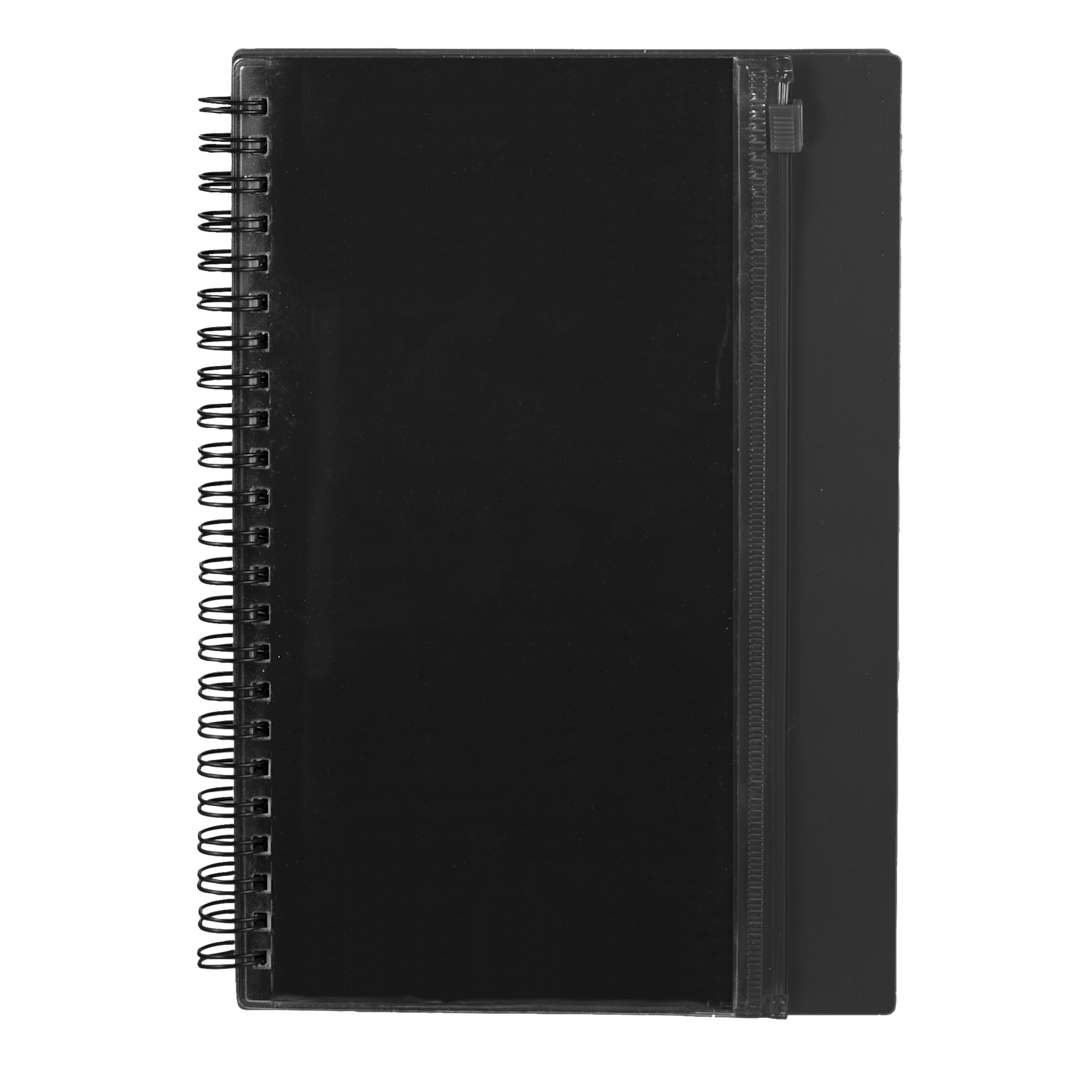 5.5&quot; x 8.5&quot; Spiral Notebook with Clear Pocket - SM-5318 Black